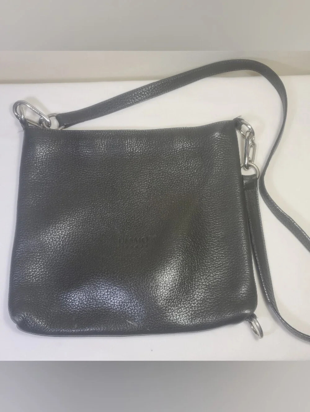 Desmo Firenze Vintage Dark Green Black Pebbled Leather Crossbody Bag Purse